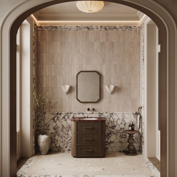 Savoy Vanity Unit 800mm Espresso Oak & Rosso Levanto Top